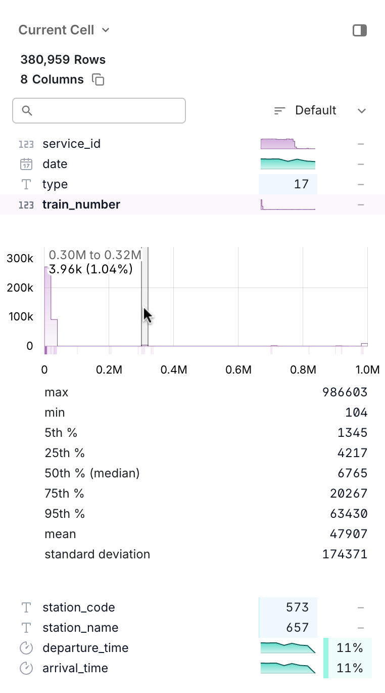Column Explorer screenshot